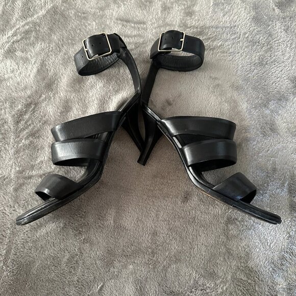 Alexander Wang Black Leather Ankle Strappy Sandals Heels Shoes 41 US 11